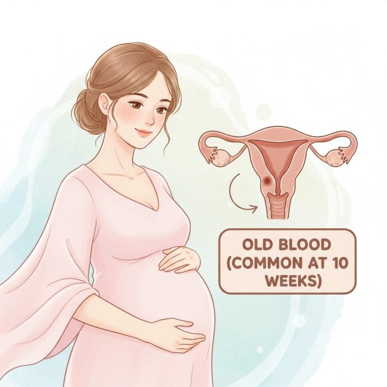 brown blood at 10 weeks pregnant